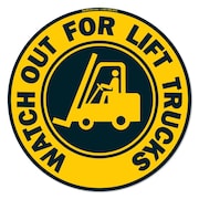 SIGNMISSION Watch Out For Lift Trucks 2 16in Non-Slip Floor Marker, 3PK, 16 in L, 16 in H, FD-2-C-16-3PK-99878 FD-2-C-16-3PK-99878